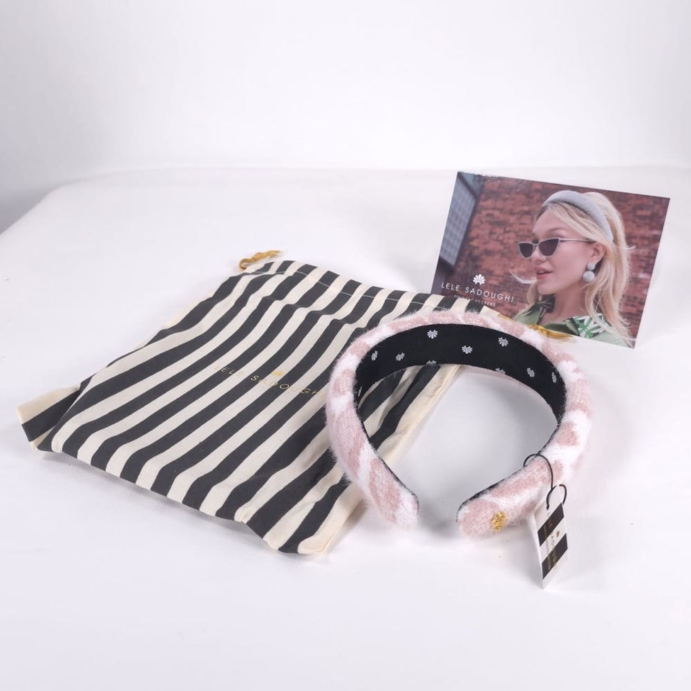 Lele Sadoughi New Leopard‎ Knit Alice Headband in Pink LSHA1214PL - Picture 6 of 16